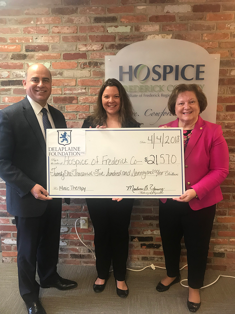 
Delaplaine Foundation Grants Hospice of Frederick County funding for Music Therapy Program. 
